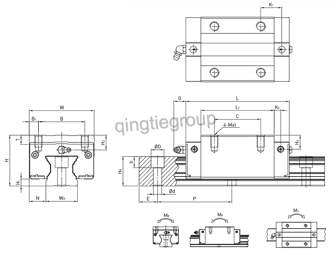 HIWIN Linear Guideway CGH-CA / CGH-HA Dimensions